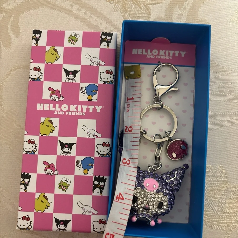 Hello Kitty Sanrio Kuromi Bling Rhinestone Women's Keychain Bag Charm New - Picture 6 of 6